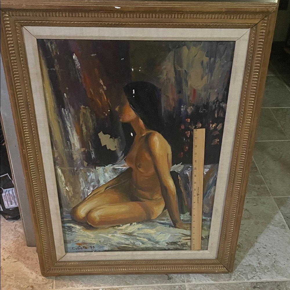 Cubeta 95 /Oil Painting Browns & Black Tones Framed  could use restoration work